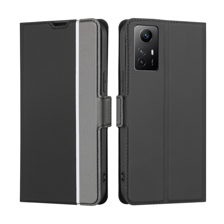 

For Xiaomi Redmi Note 12S 4G Twill Texture Side Button Leather Phone Case(Black)