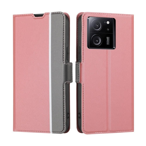 

For Xiaomi Redmi K60 Ultra Twill Texture Side Button Leather Phone Case(Pink)