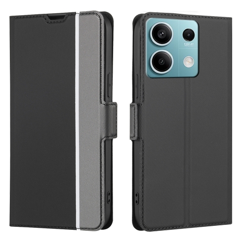 For Xiaomi Redmi Note 13 4G Twill Texture Side Button Leather Phone Case(Black) for xiaomi redmi note 12 pro lc imeeke calf texture horizontal flip leather case grey