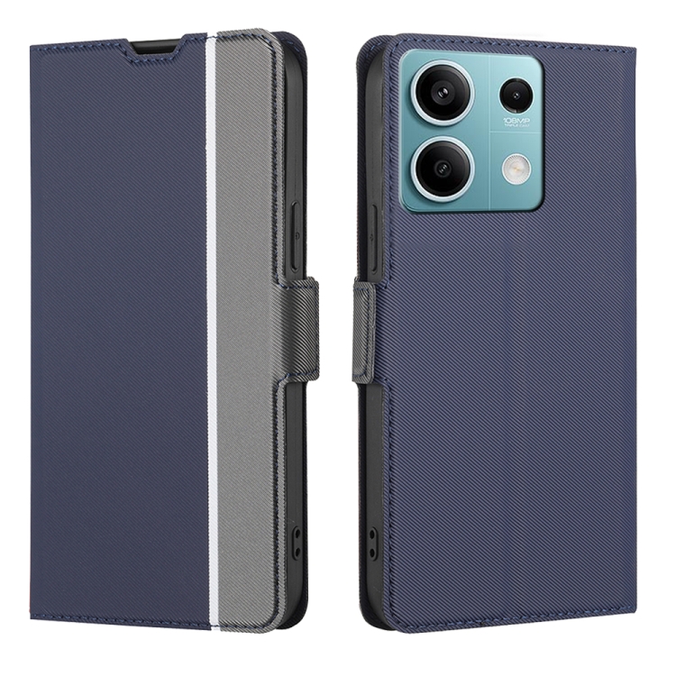 

For Xiaomi Redmi Note 13 4G Twill Texture Side Button Leather Phone Case(Blue)