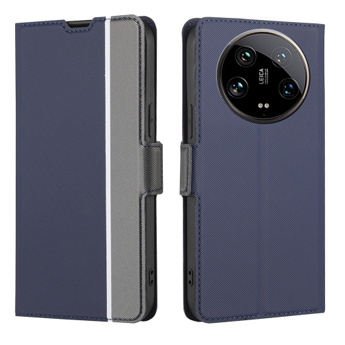 For Xiaomi 14 Ultra Twill Texture Side Button Leather Phone Case(Blue) 3 buttons abs car remote key shell case alfa romeo mito fit for giulietta 159 gta