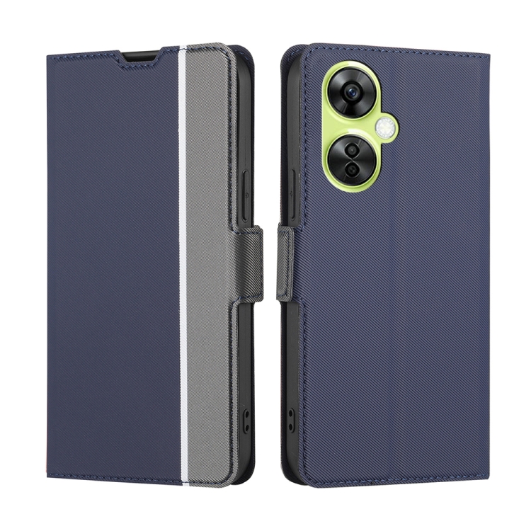 

For OnePlus Nord CE 3 Lite 5G Twill Texture Side Button Leather Phone Case(Blue)