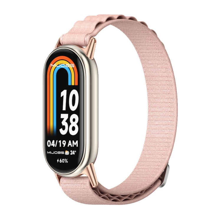 

For Xiaomi Mi Band 8 Mijobs Nylon Breathable Watch Band(Pink Rose Gold)