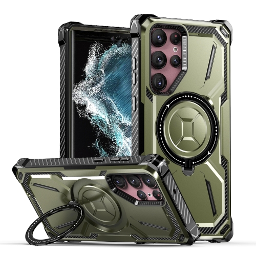 

For Samsung Galaxy S21 Ultra 5G Armor Series Holder Phone Case(Army Green)