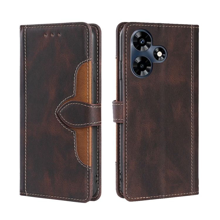 

For Infinix Hot 30 4G Skin Feel Magnetic Buckle Leather Phone Case(Brown)