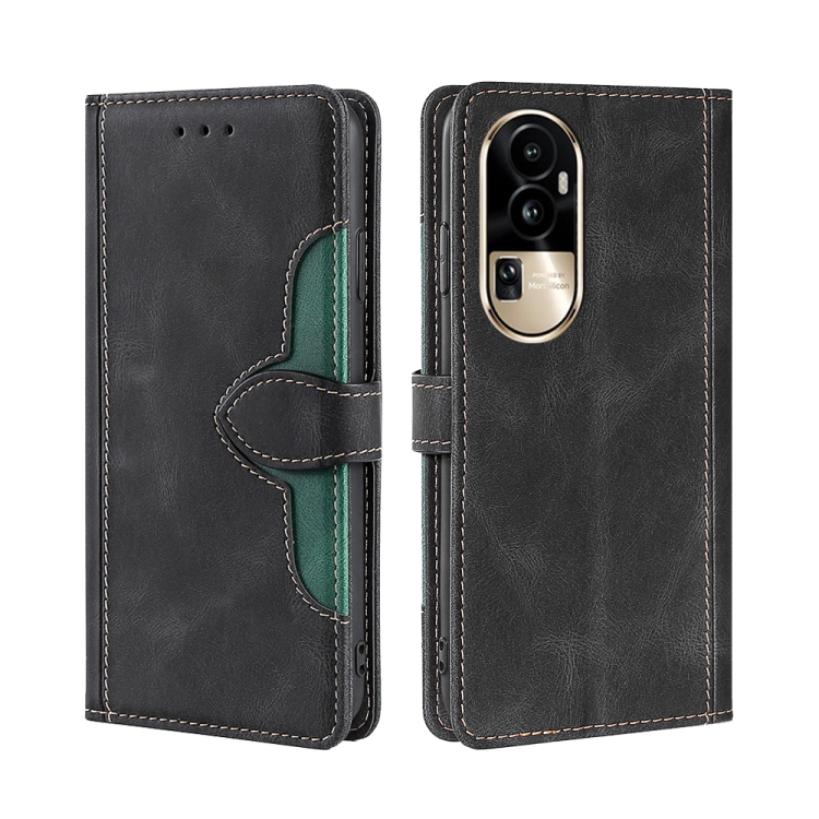 

For OPPO Reno10 Pro 5G Skin Feel Magnetic Buckle Leather Phone Case(Black)