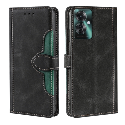 For OPPO Reno11 F 5G Skin Feel Magnetic Buckle Leather Phone Case(Black)