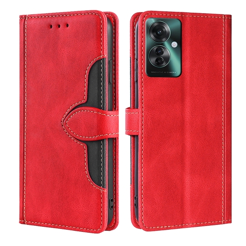 

For OPPO Reno11 F 5G Skin Feel Magnetic Buckle Leather Phone Case(Red)