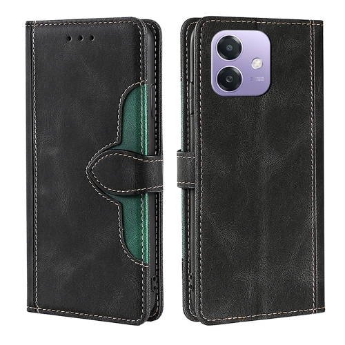 

For OPPO A3 5G India Skin Feel Magnetic Buckle Leather Phone Case(Black)