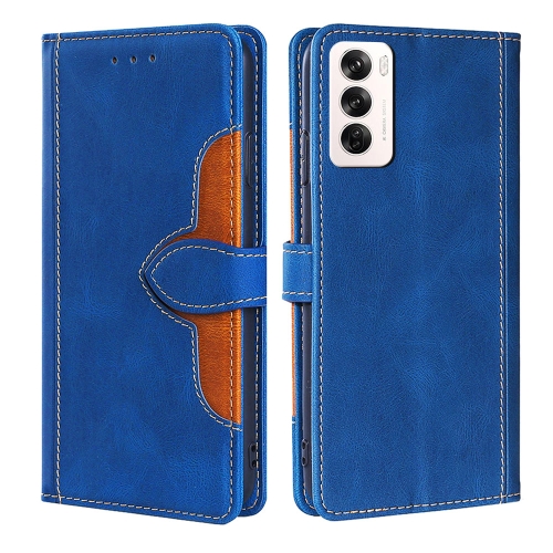 

For OPPO Reno12 5G Global Skin Feel Magnetic Buckle Leather Phone Case(Blue)