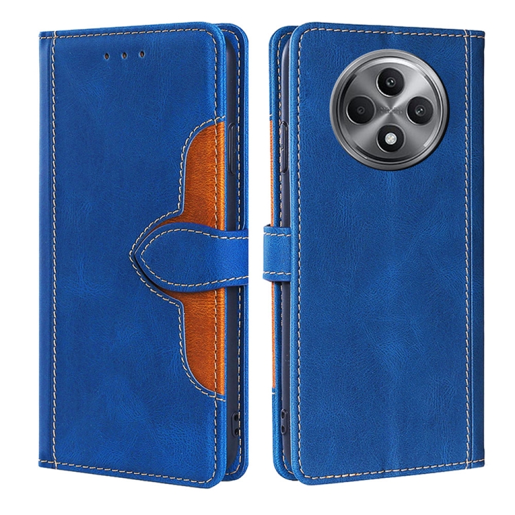 

For OPPO Reno12 F 5G Skin Feel Magnetic Buckle Leather Phone Case(Blue)