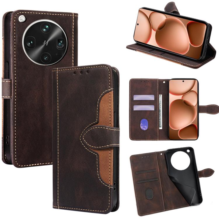 

For OPPO Find X8 Ultra 5G Skin Feel Magnetic Buckle Leather Phone Case(Brown)