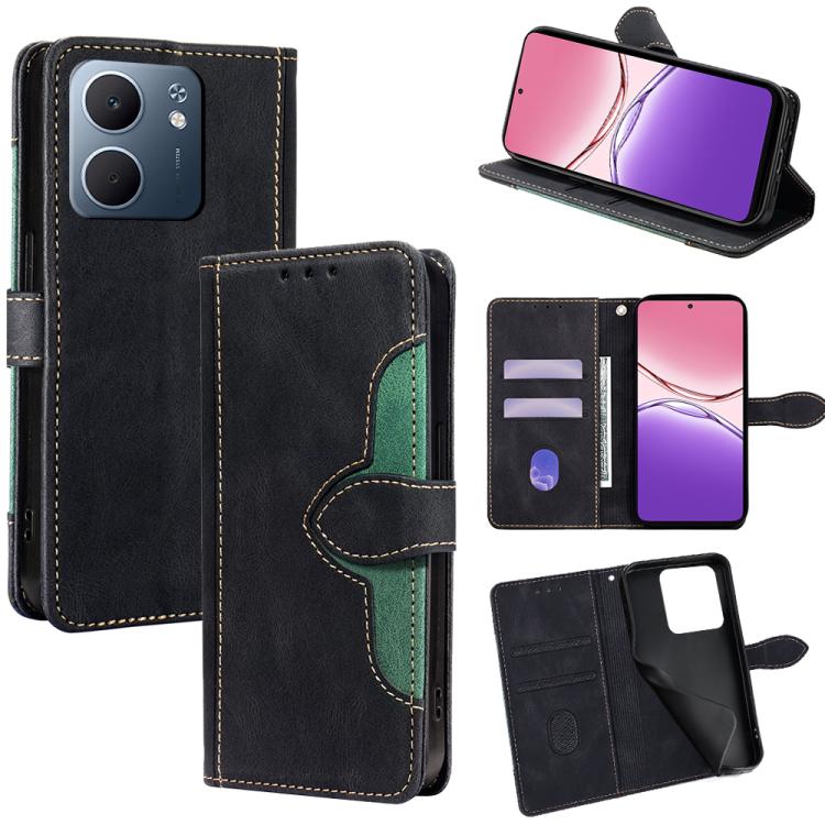 

For OPPO A5x 5G Global Skin Feel Magnetic Buckle Leather Phone Case(Black)