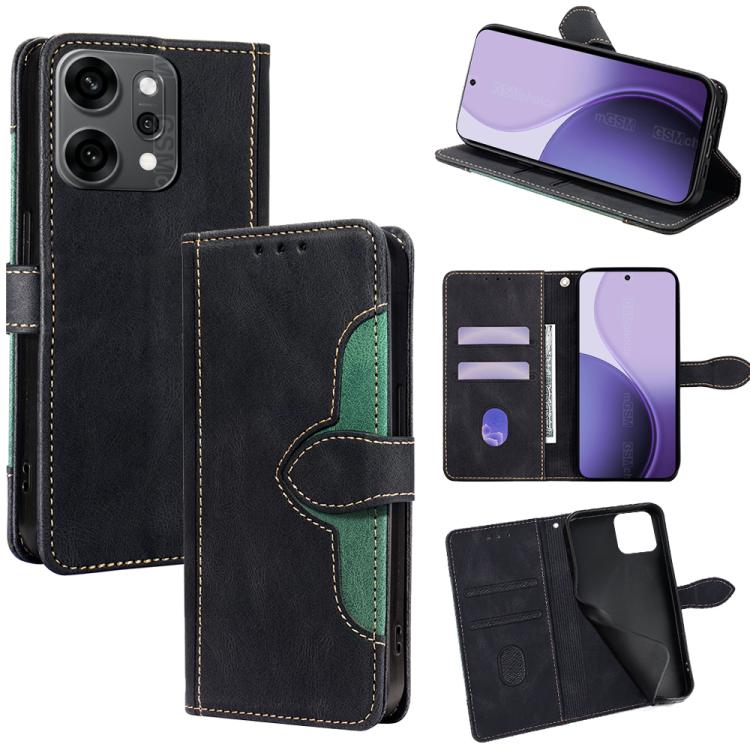 

For OPPO Reno14 Pro 5G Global Skin Feel Magnetic Buckle Leather Phone Case(Black)