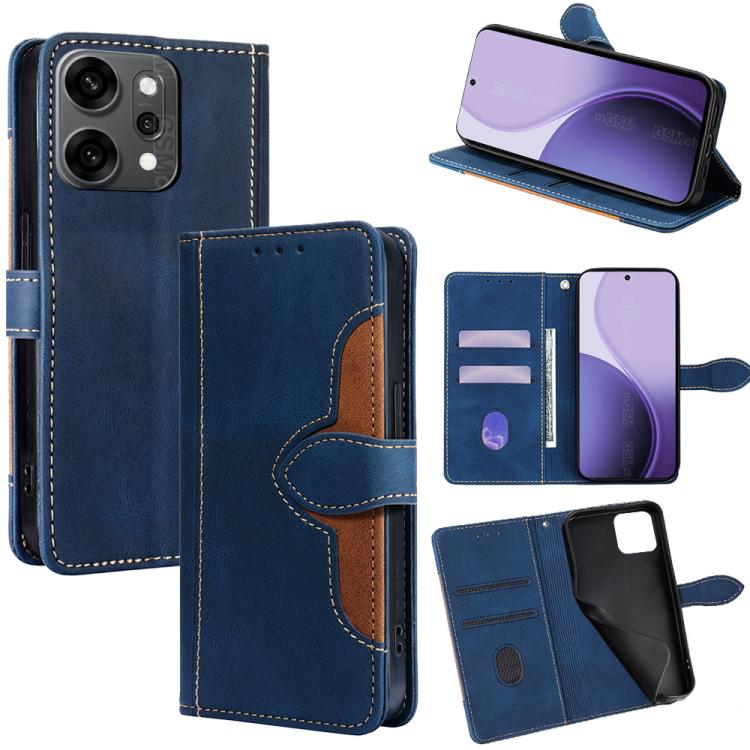 

For OPPO Reno14 Pro 5G Global Skin Feel Magnetic Buckle Leather Phone Case(Blue)