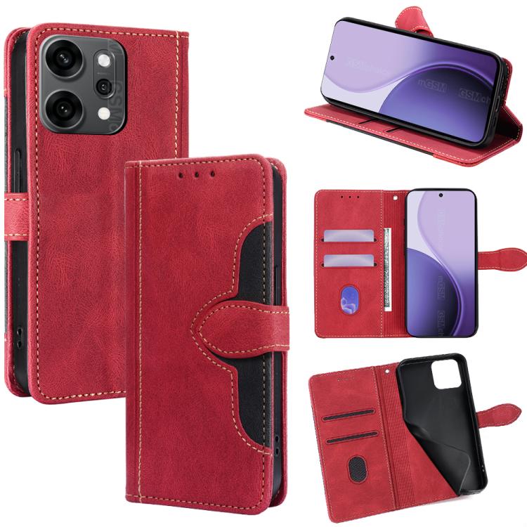 

For OPPO Reno14 Pro 5G Global Skin Feel Magnetic Buckle Leather Phone Case(Red)