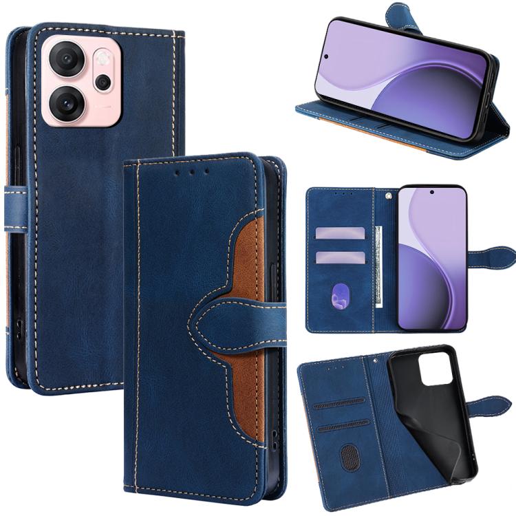 

For OPPO Reno14 F 5G Skin Feel Magnetic Buckle Leather Phone Case(Blue)