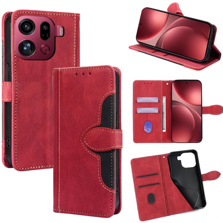 

For OPPO Find X9 Pro 5G Skin Feel Magnetic Buckle Leather Phone Case(Red)