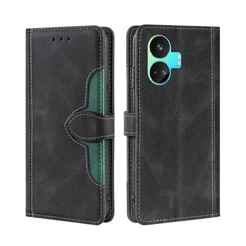 

For Realme GT Neo5 SE Skin Feel Magnetic Buckle Leather Phone Case(Black)