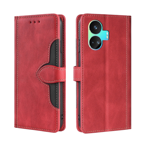 

For Realme GT Neo5 SE Skin Feel Magnetic Buckle Leather Phone Case(Red)