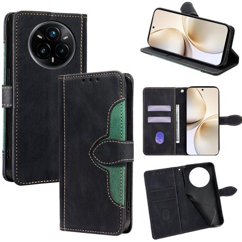 

For Realme 14 Pro+ 5G Skin Feel Magnetic Buckle Leather Phone Case(Black)