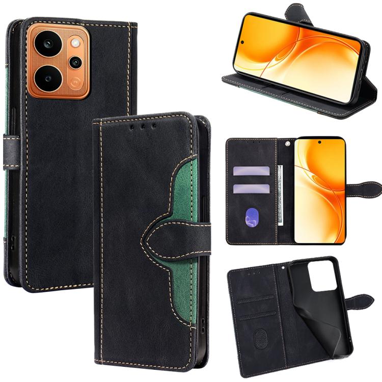 For Realme P4 Power 5G Skin Feel Magnetic Buckle Leather Phone Case(Black)