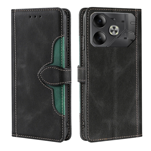 

For Tecno Pova 6 5G Skin Feel Magnetic Buckle Leather Phone Case(Black)