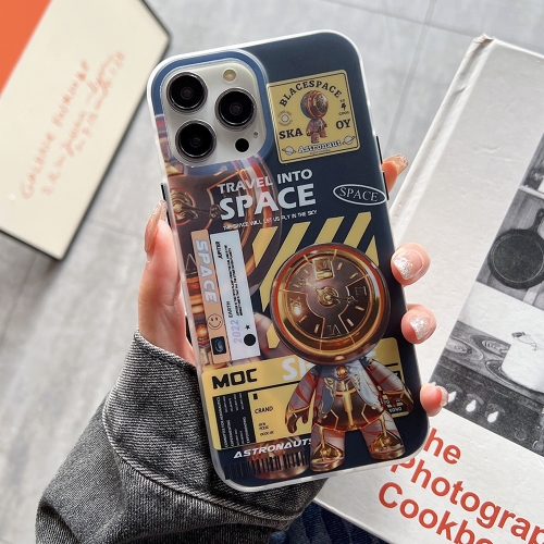 

For iPhone 14 Dual-side IMD Astronaut Frosted Phone Case(Black Gold)