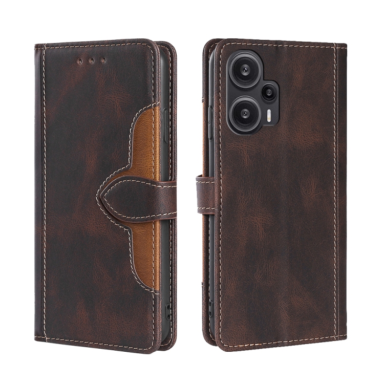 

For Xiaomi Redmi Note 12 Turbo Skin Feel Magnetic Buckle Leather Phone Case(Brown)