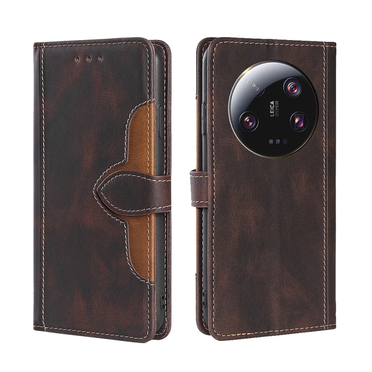 

For Xiaomi 13 Ultra 5G Skin Feel Magnetic Buckle Leather Phone Case(Brown)