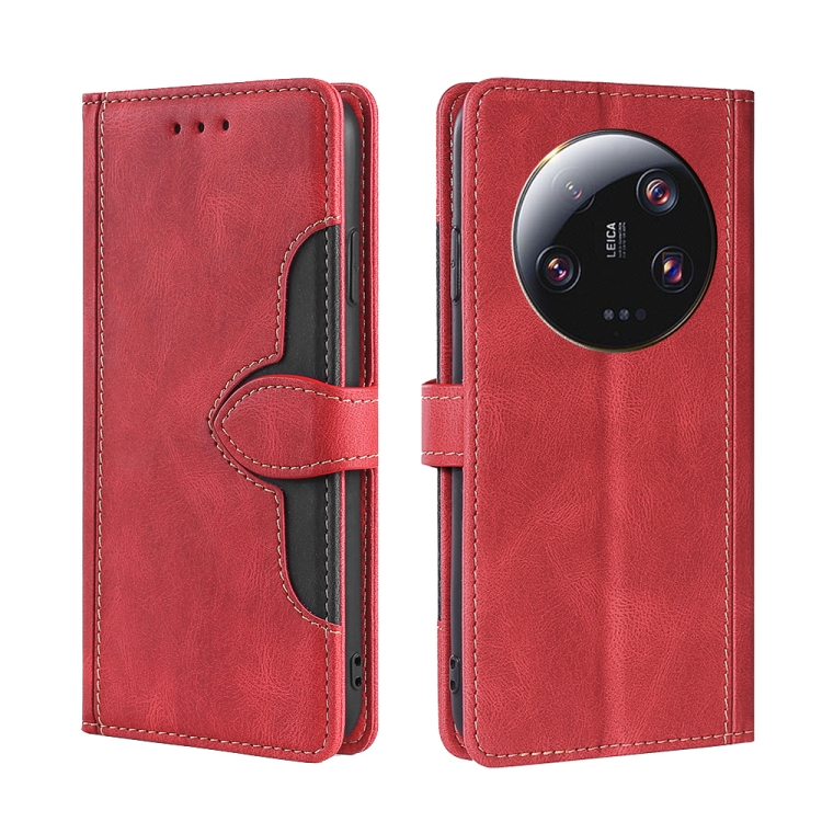 

For Xiaomi 13 Ultra 5G Skin Feel Magnetic Buckle Leather Phone Case(Red)