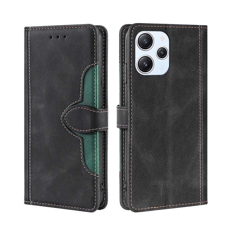 

For Xiaomi Redmi 12 4G Skin Feel Magnetic Buckle Leather Phone Case(Black)