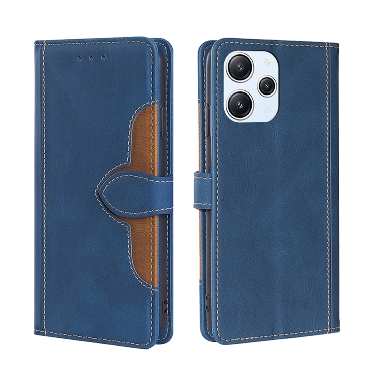 

For Xiaomi Redmi 12 4G Skin Feel Magnetic Buckle Leather Phone Case(Blue)