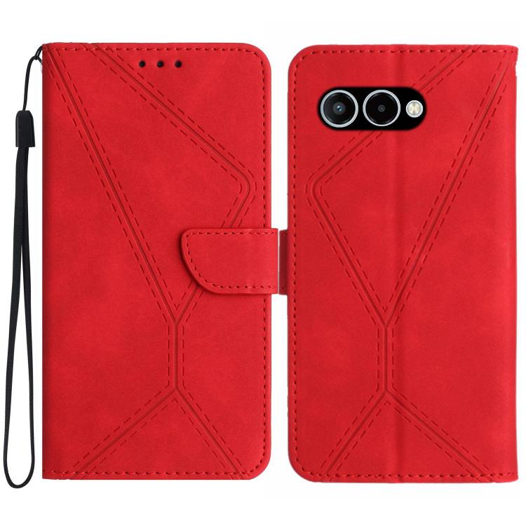 

For T-Mobile Revvl 8 5G Stitching Embossed Leather Phone Case(Red)