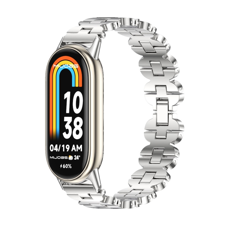 

For Xiaomi Mi Band 8 Mijobs Bone Chain Stainless Steel Watch Band(Silver)