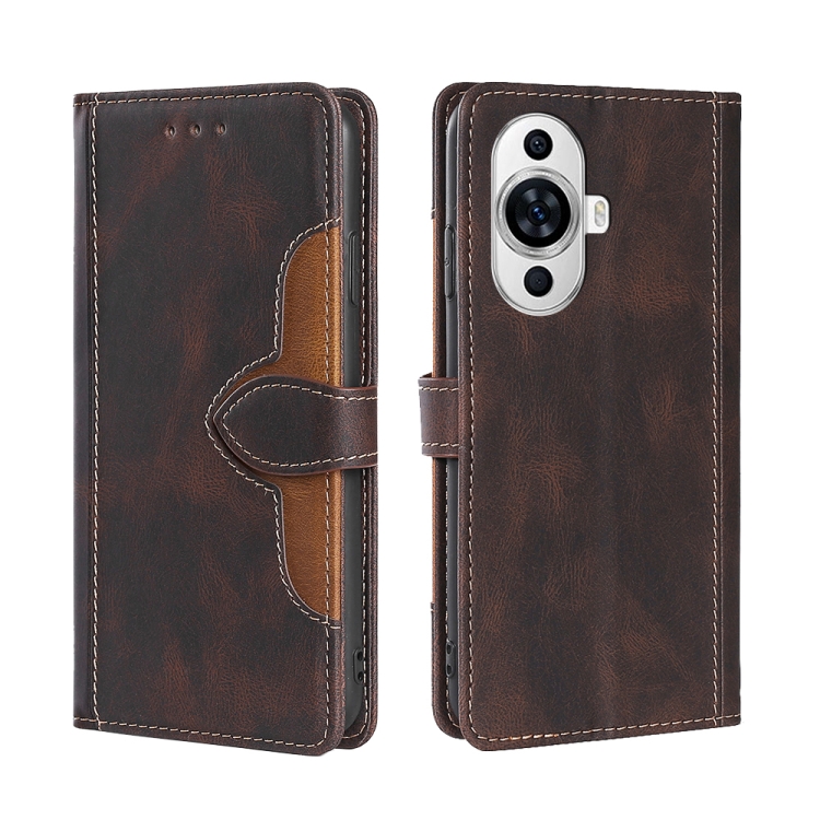 

For Huawei nova 11 4G Skin Feel Magnetic Buckle Leather Phone Case(Brown)