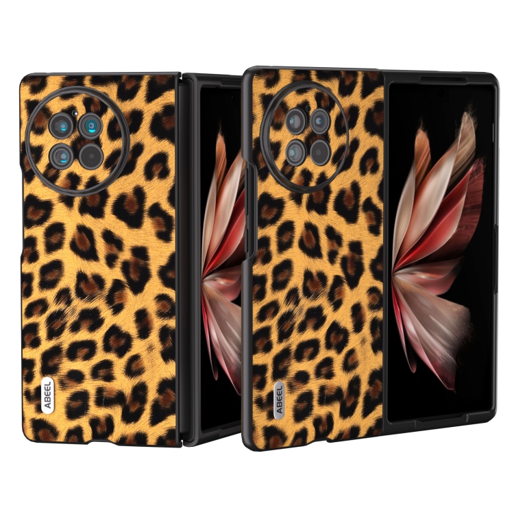 

For vivo X Fold2 ABEEL Black Edge Leopard Phone Case(Golden Leopard)