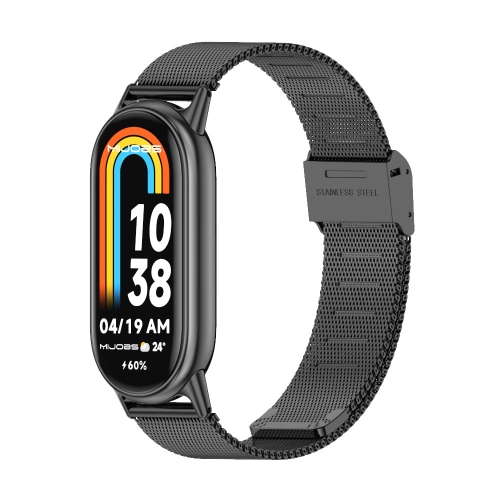 

For Xiaomi Mi Band 8 Mijobs Milan Buckle Metal Stainless Steel Watch Band(Black)