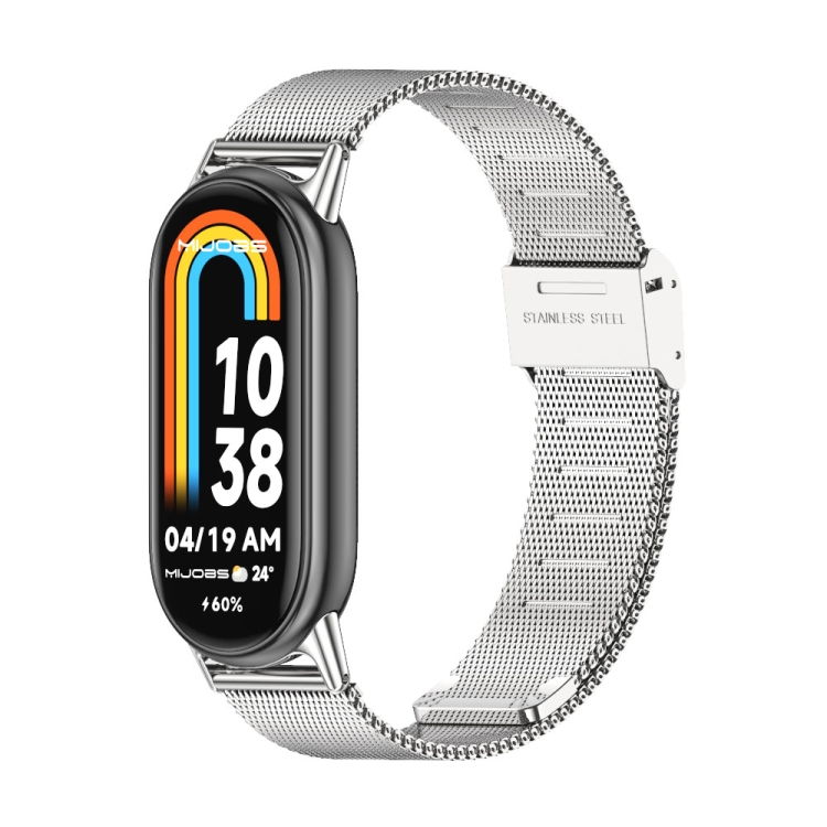 

For Xiaomi Mi Band 8 Mijobs Milan Buckle Metal Stainless Steel Watch Band(Silver)