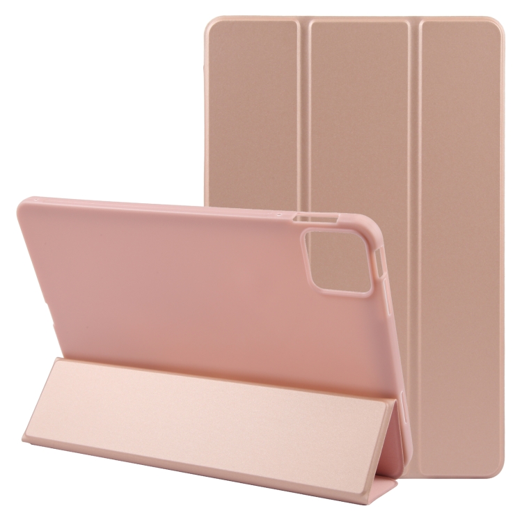

For Xiaomi Pad 6 Max 14 Three-fold Holder Flip Tablet Leather Case(Rose Gold)