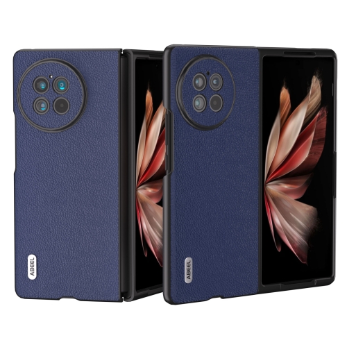 

For vivo X Fold2 ABEEL Genuine Leather Mino Black Edge Phone Case(Royal Blue)