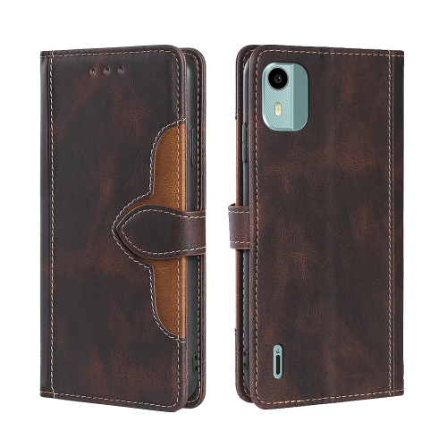 

For Nokia C12 Skin Feel Magnetic Buckle Leather Phone Case(Brown)