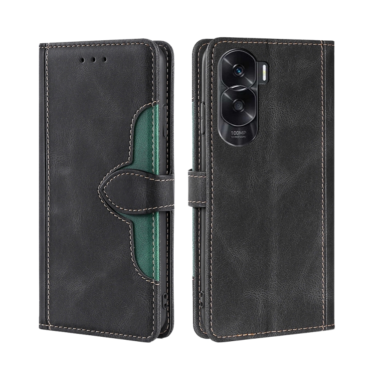 

For Honor X50i 5G Skin Feel Magnetic Buckle Leather Phone Case(Black)