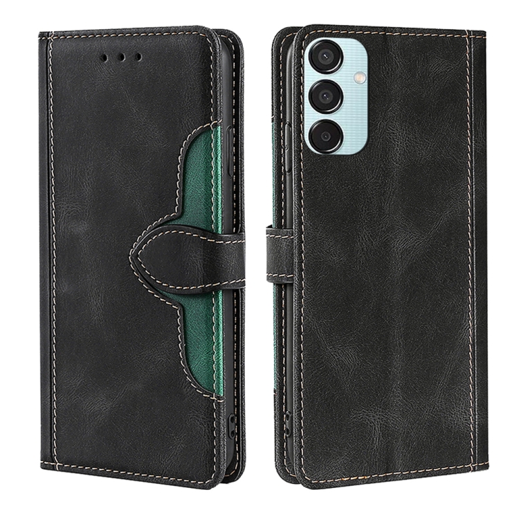 

For Samsung Galaxy M15 5G Skin Feel Magnetic Buckle Leather Phone Case(Black)