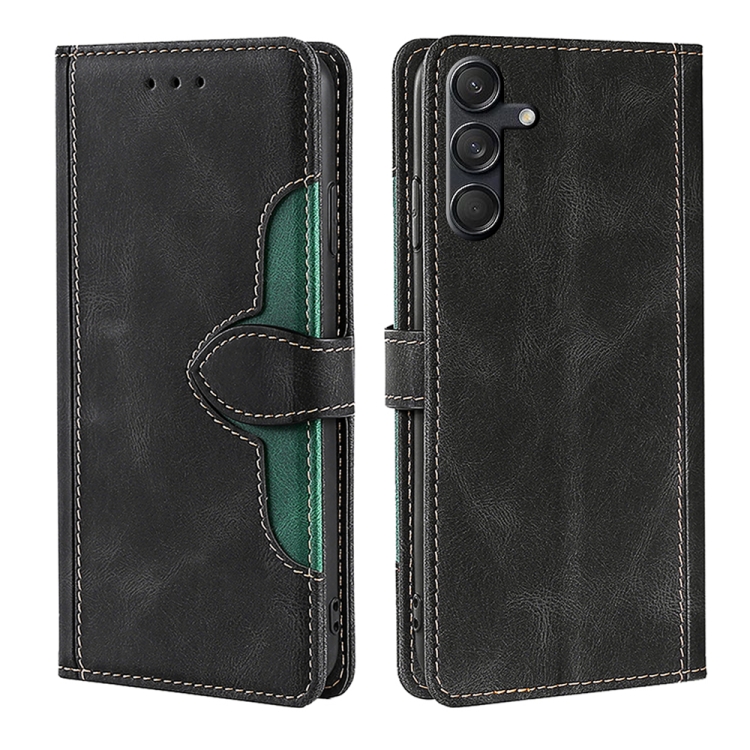 

For Samsung Galaxy M55 5G Skin Feel Magnetic Buckle Leather Phone Case(Black)