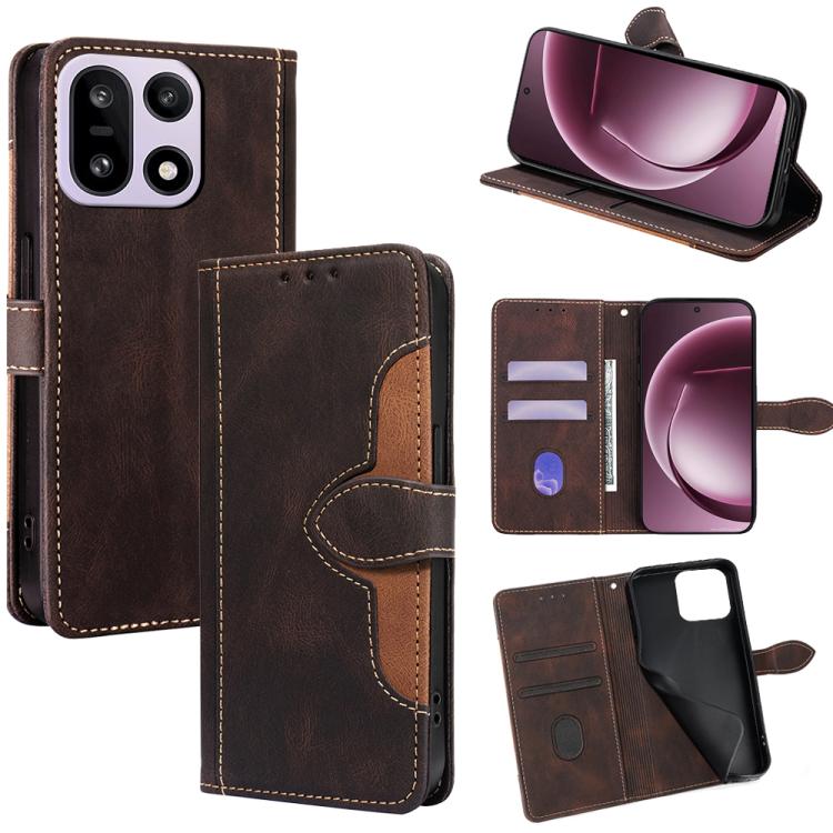 

For OnePlus 15 5G Skin Feel Magnetic Buckle Leather Phone Case(Brown)