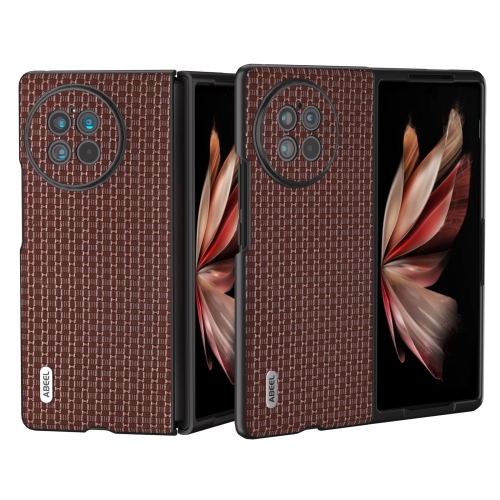 

For vivo X Fold2 ABEEL Genuine Leather Luxury Black Edge Phone Case(Coffee)