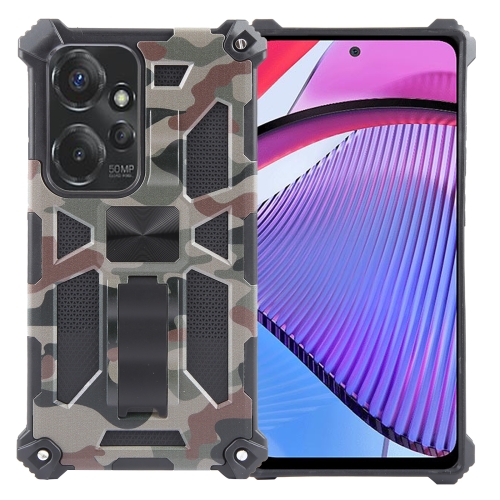 

For Motorola Moto G Power 5G 2024 Camouflage Armor Kickstand TPU + PC Magnetic Phone Case(Army Green)