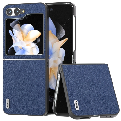 

For Samsung Galaxy Z Flip6 ABEEL Genuine Leather Luolai Series Phone Case(Dark Blue)