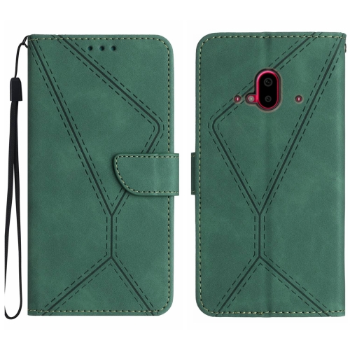 

For Fujitsu Arrows F-52B Stitching Embossed Leather Phone Case(Green)